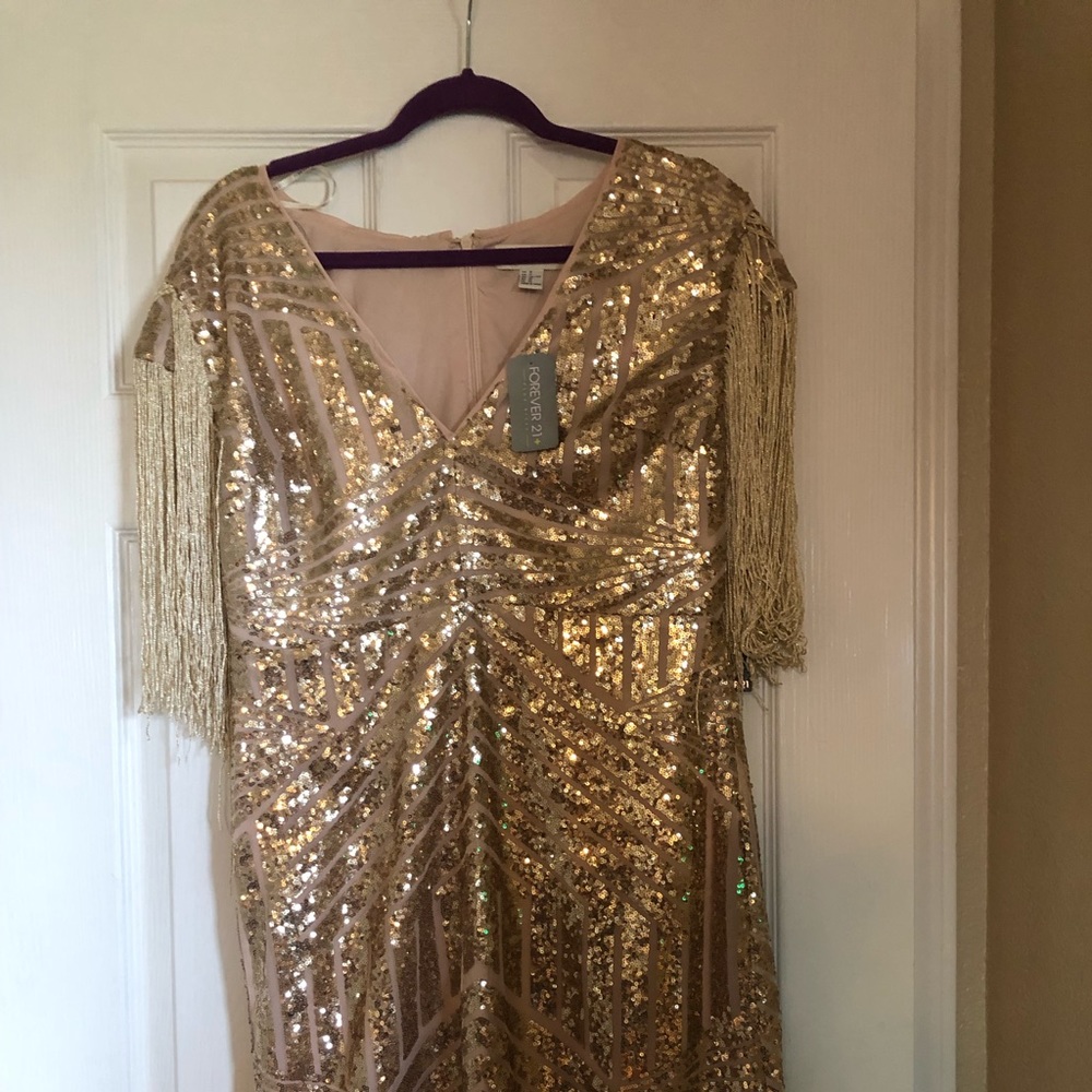 Gold mini dress